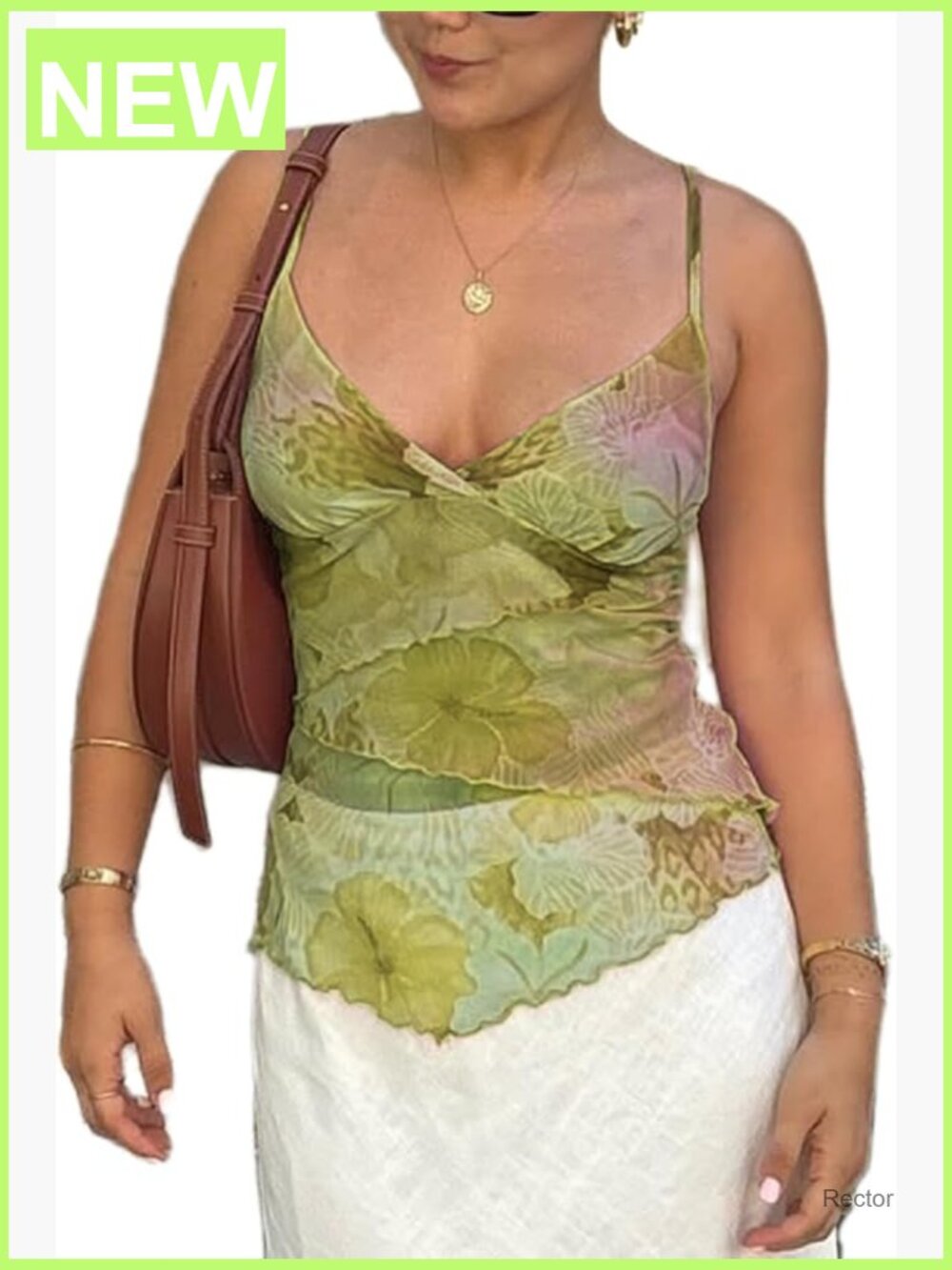 Y2k Mesh Tank Top Camisole Floral Print Spaghetti Strap V Neck Going Out Top